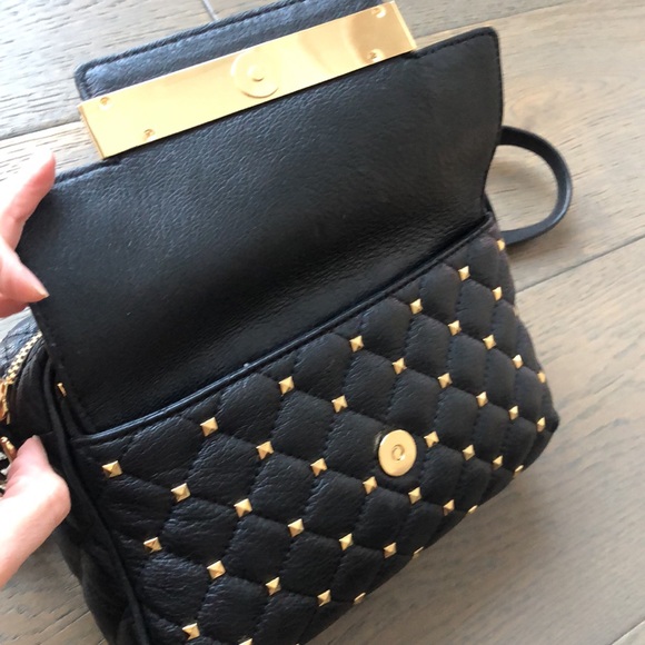 RARE Black & Gold Studded Michael Kors Crossbody - Picture 6 of 10